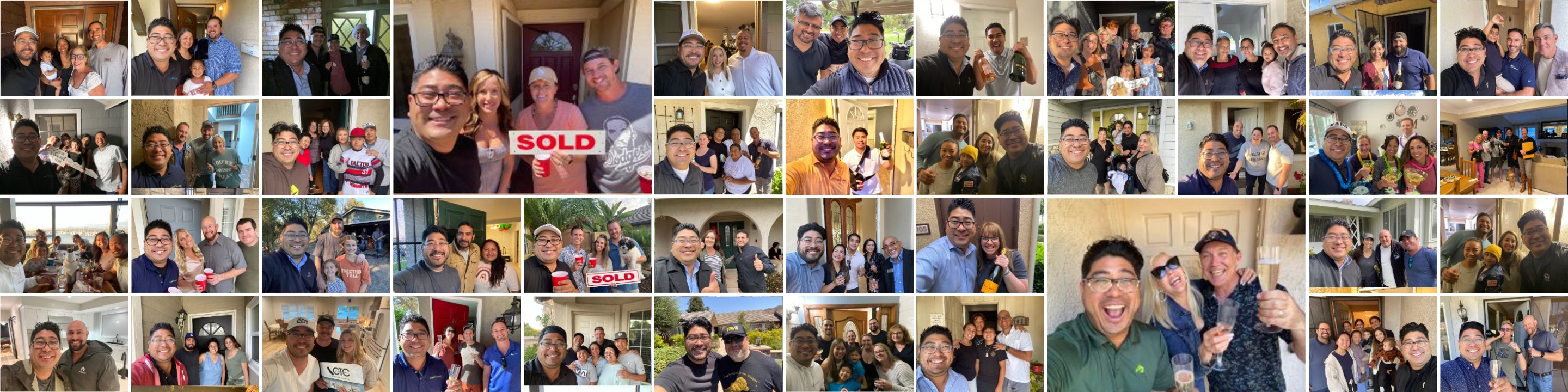 Dozens of photos of David Honda celebrating with clients at their new front doors.